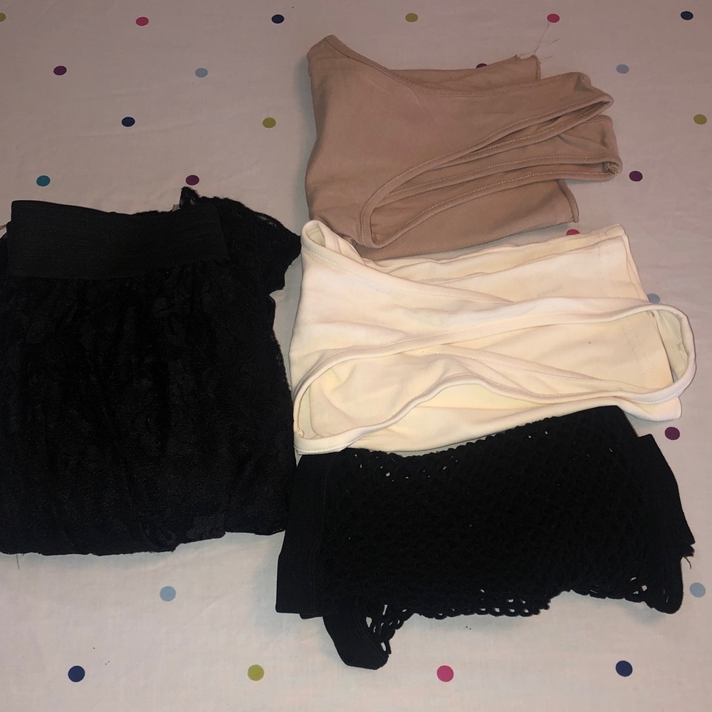 4- Pcs. BUNDLED SALE 
Crops Tops & Lace-Black Train Skirt